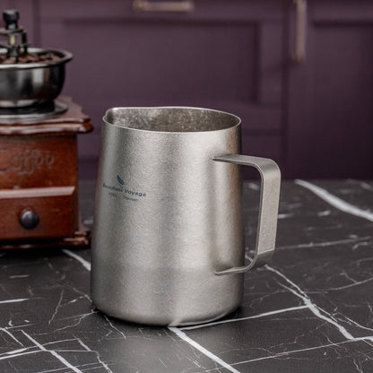 Boundless Voyage Titanium Espresso Steaming Pitcher Titanium Milk Frother Cup Barista Latte Art Round Spout Milk Jug Coffee Cup
