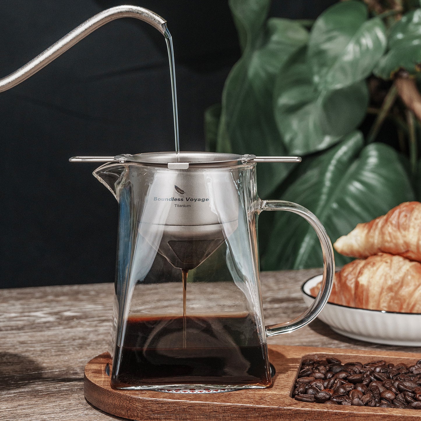 Boundless Voyage Titanium Pour Over Coffee Drip Filter – Ultralight Folding Reusable Filter for Mugs (6.5–12.5 cm)