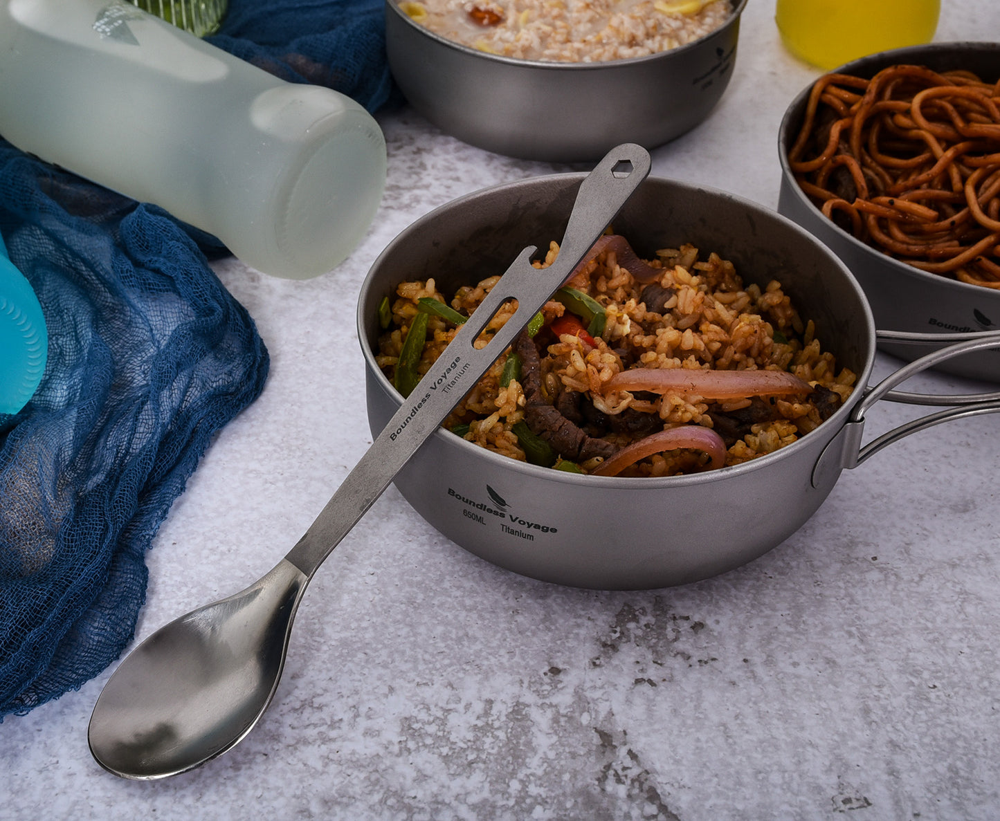 Boundless Voyage  Titanium Spoon with Bottle Opener – Ultralight Camping Cutlery & Portable Outdoor Tableware