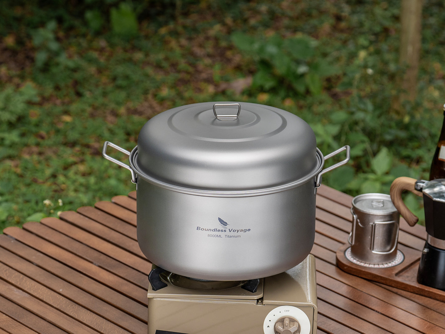 Boundless Voyage Titanium Steamer Soup Pot Outdoor Camping Cookware Lightweight Picnic Hiking Hanging Pot Portable Travel Household Kitchenware Cooking Kit