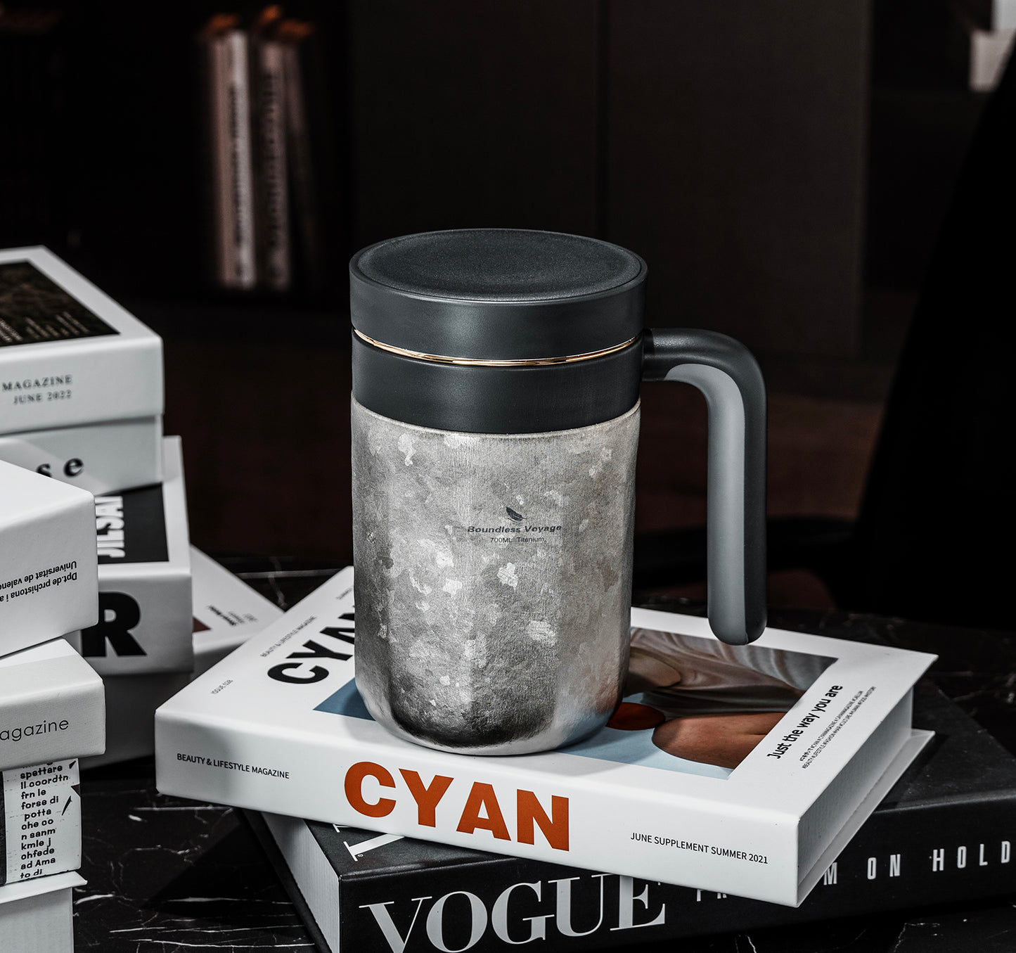 Boundless Voyage 700ml Titanium Double-Walled Cup Insulated Water Cup with Lid & Filter Portable Reusable Travel Coffee Mug for Hot and Cold Beverages