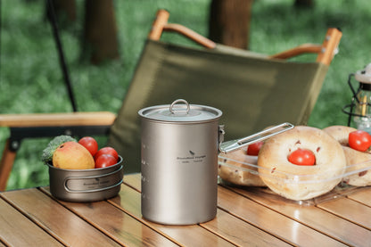 Boundless Voyage Outdoor Camping Titanium Pot Bowl Cup with Lid Folding Handle Hiking Picnic Water Rice Food 900ml
