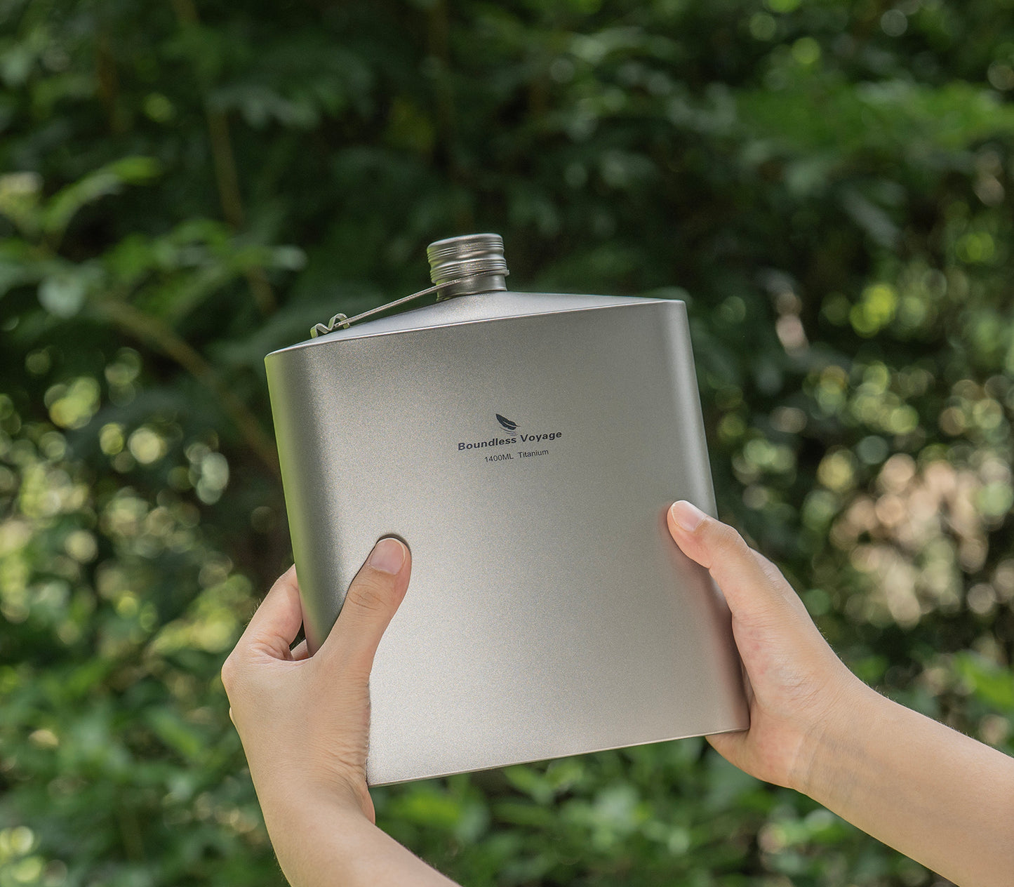 Boundless Voyage Titanium Flask Bottle 1400ML Big Capacity Sports Drinkware With TItanium Funnel  for Outdoor Camping Hiking