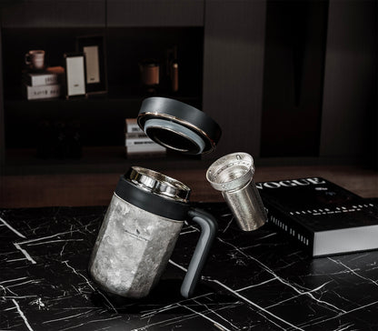 Boundless Voyage 700ml Titanium Double-Walled Cup Insulated Water Cup with Lid & Filter Portable Reusable Travel Coffee Mug for Hot and Cold Beverages