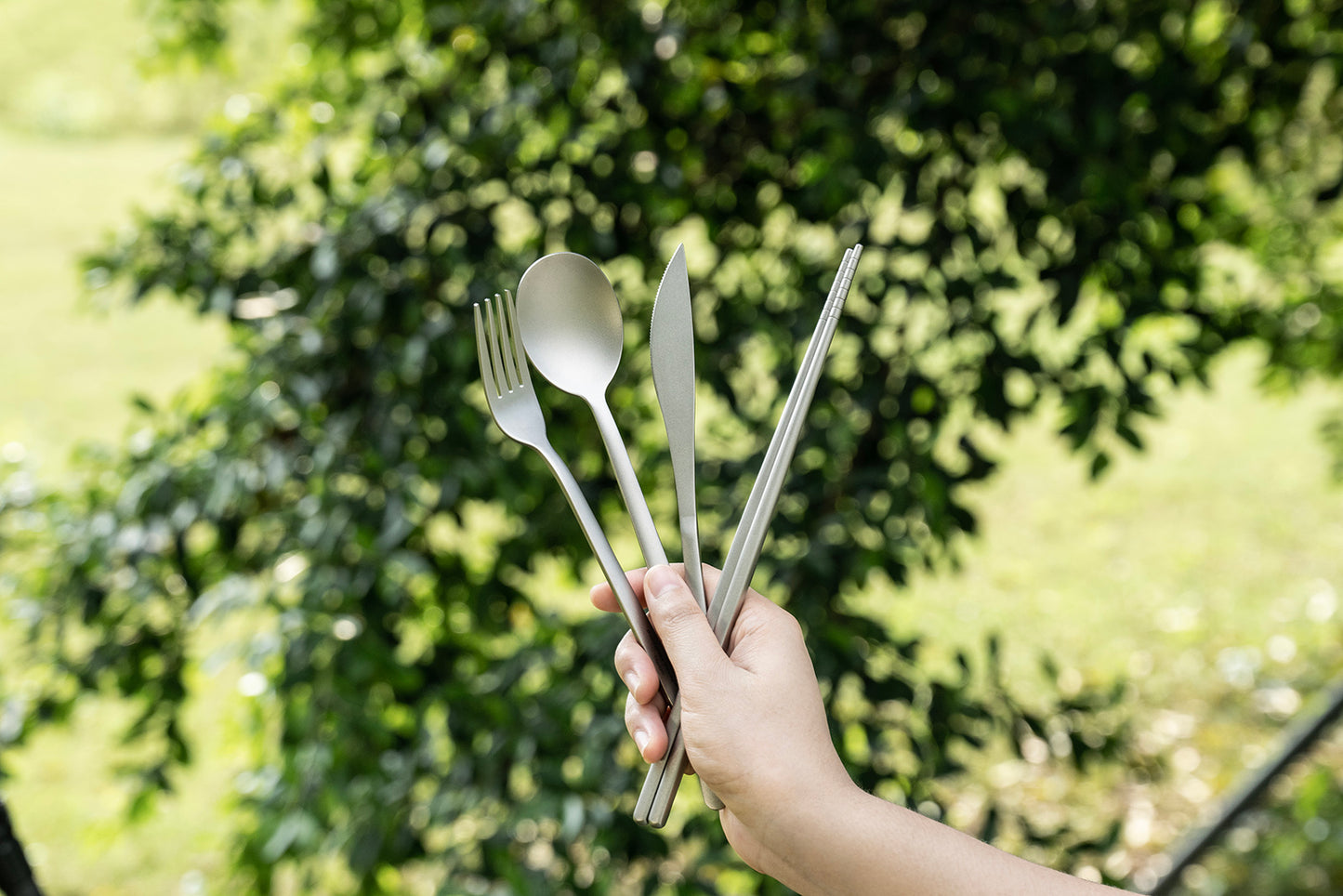 Boundless Voyage Titanium Camping Cutlery Set – Knife, Fork, Spoon & Chopsticks, Ultralight Tableware for Outdoor Travel & Home Use