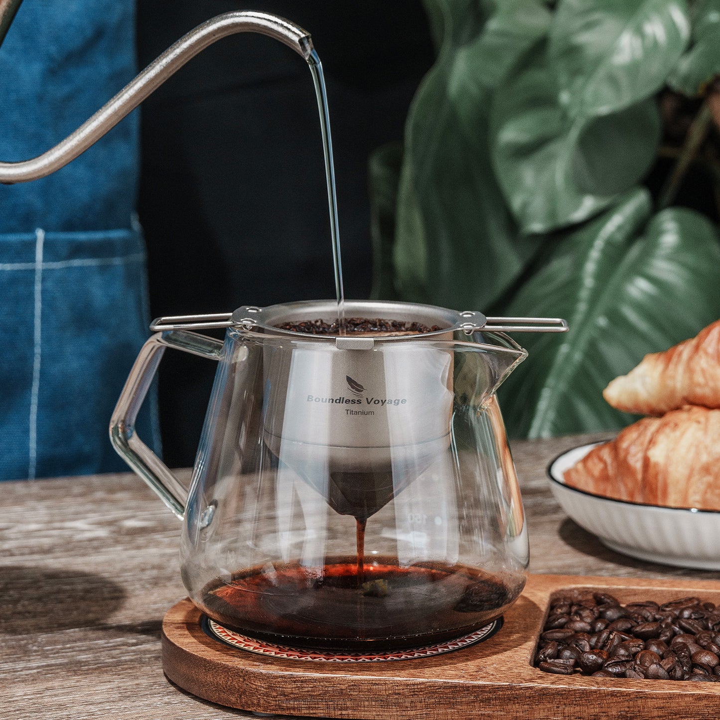 Boundless Voyage Titanium Pour Over Coffee Drip Filter – Ultralight Folding Reusable Filter for Mugs (6.5–12.5 cm)
