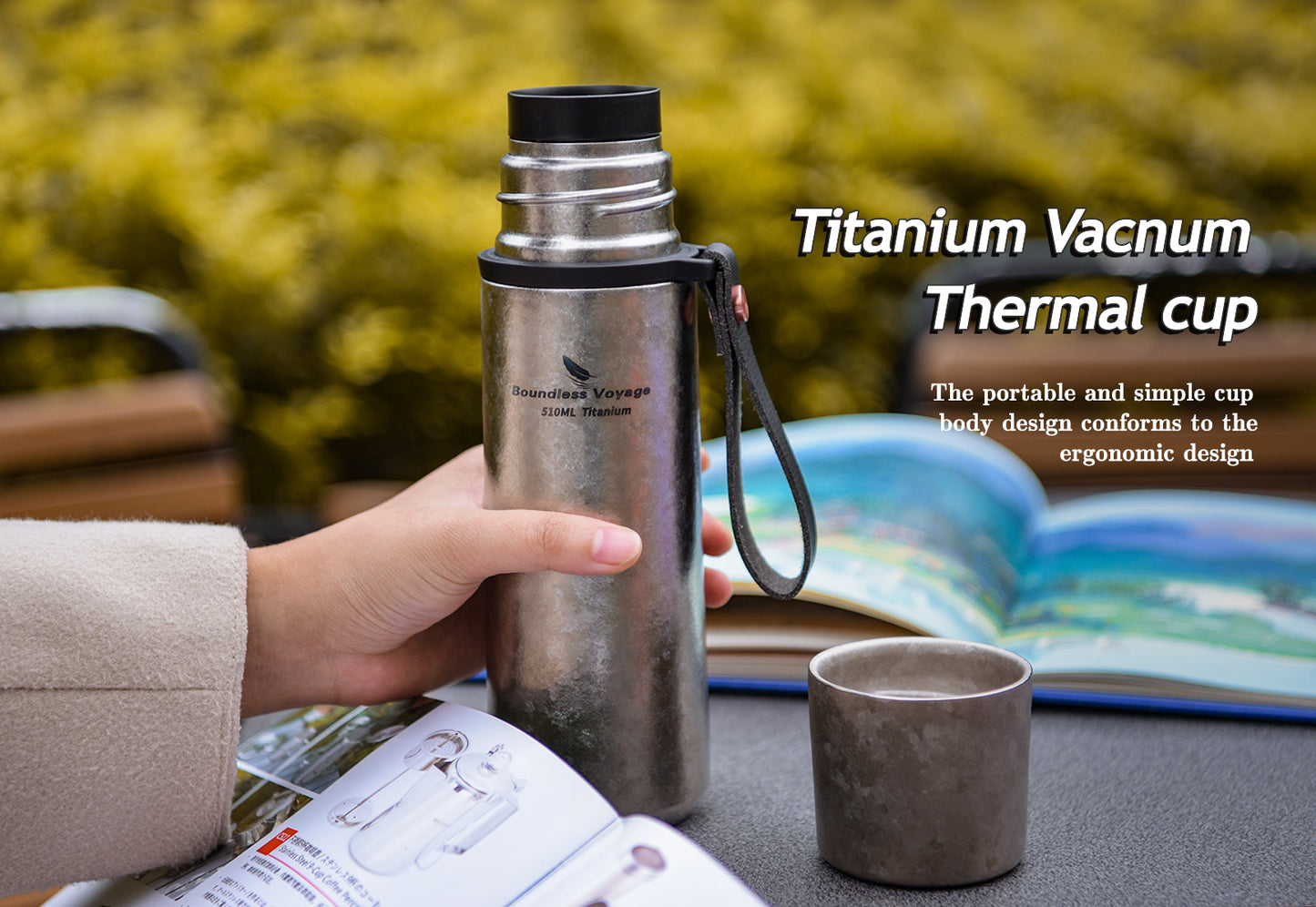 Boundless Voyage 510ml Titanium Insulated Water Bottle – Lightweight, Heat-Retaining & Perfect for Hiking, Travel & Daily Use