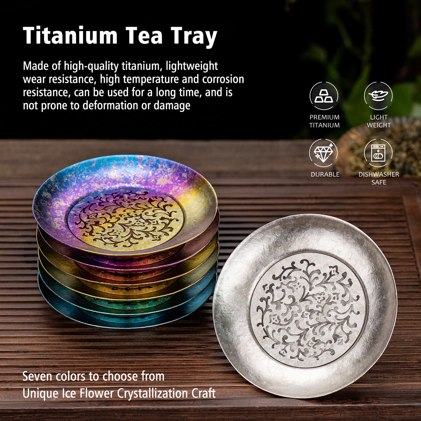 Boundless Voyage Titanium Tea Tray – Detachable Gongfu Tea Drain Tray with Water Storage for Home, Office & Travel
