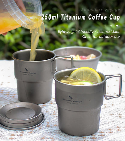 Boundless Voyage Titanium Coffee Cup Portable European Stackable Mug Outdoor Accompanying Water Bottle