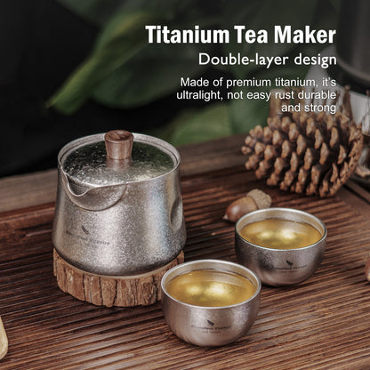Boundless Voyage Titanium Double-Layer Tea Maker Cups Set Outdoor Camping Portable Tea Pot Tea Mug