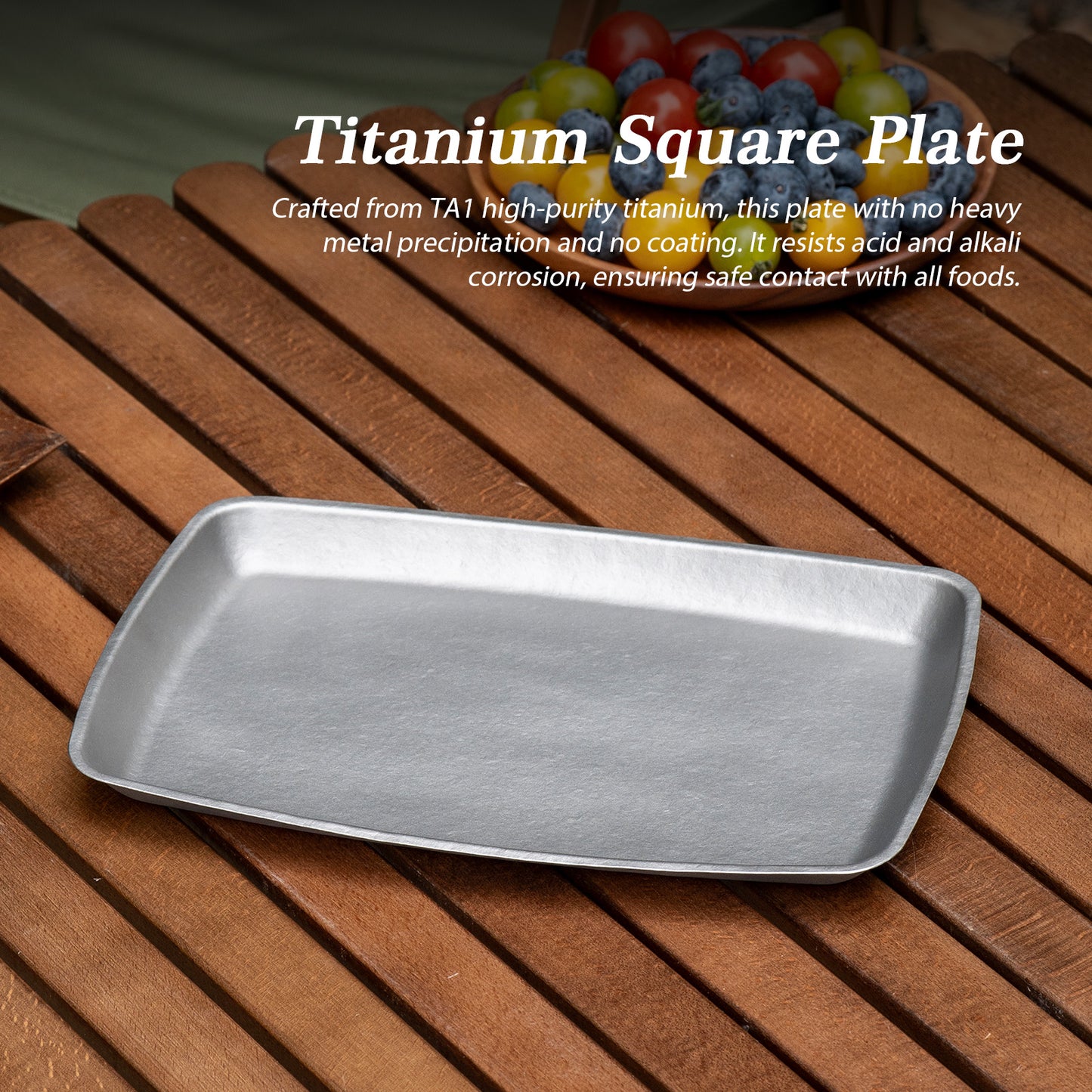 Boundless Voyage 27.7cm Titanium Square Plate | 186g Ultralight Camping Dinner Tray | Heat-Resistant & Dishwasher Safe Outdoor Tableware