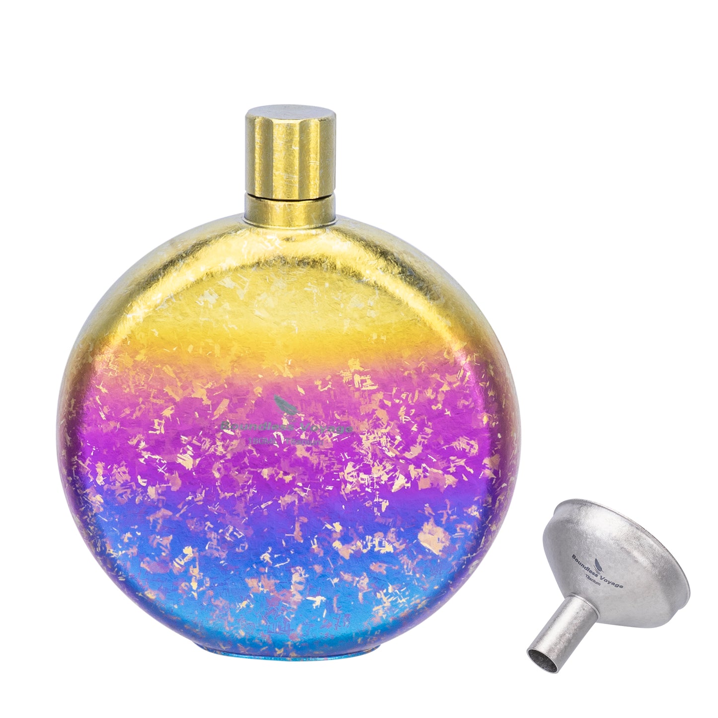 Boundless Voyage 180ml Crystallized Titanium Hip Flask | Luxury Ice-Texture Round Whiskey Bottle with Funnel | Ultralight & Non-Toxic Liquor Flagon for Gifting, EDC & Travel