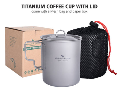 Titanium 750ml Hanging Cup Mug with Folding Handle Outdoor Camping Hiking Picnic Cooking Pot Ultralight Portable