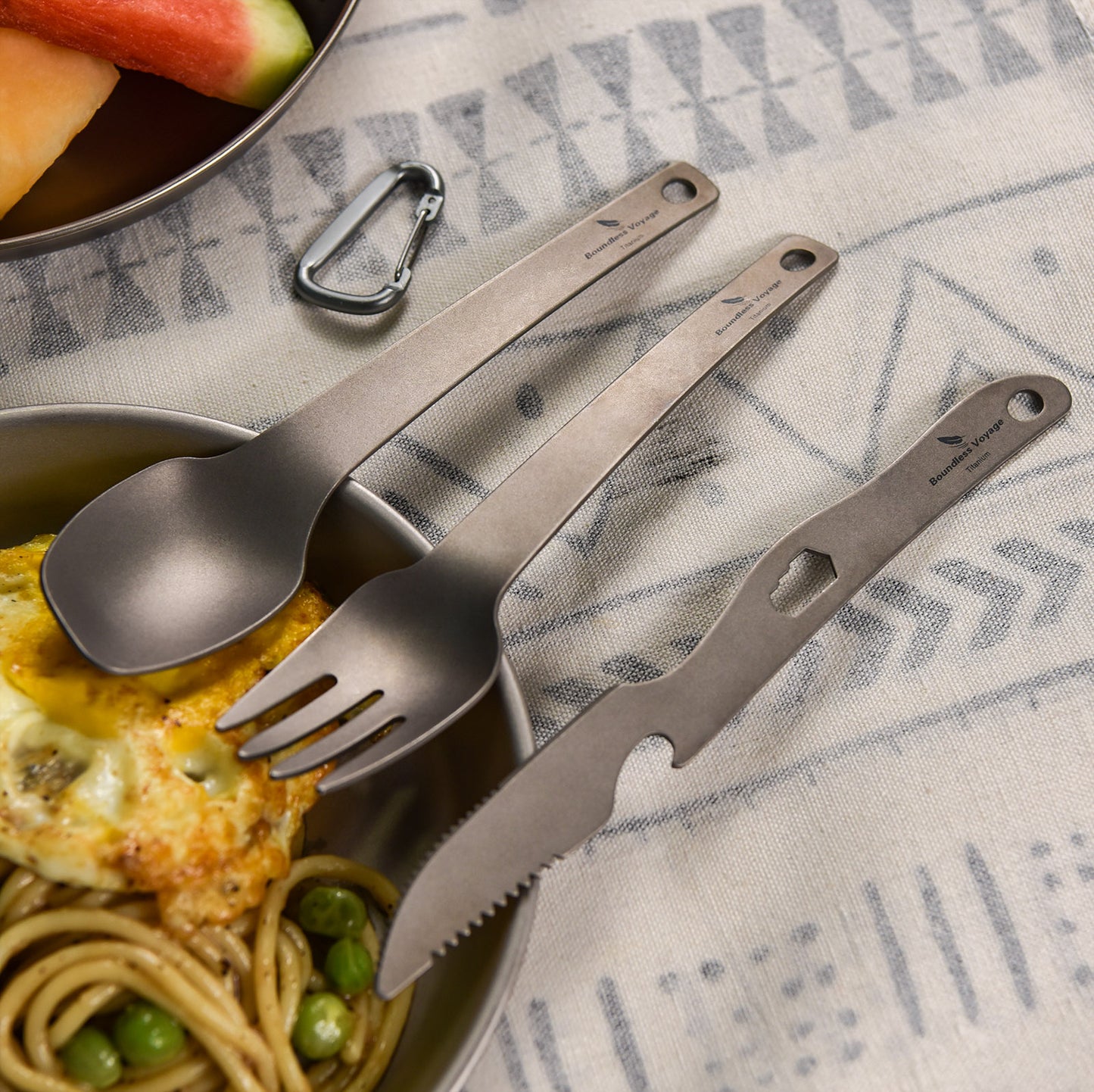 Boundless Voyage Titanium Cutlery Set | Ultralight Fork, Knife & Spoon | Portable & Healthy Dining for Camping & Travel