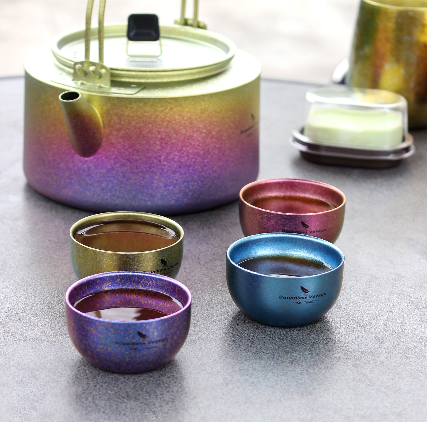 Boundless Voyage Titanium Double Layer Golden Cup Anti-scalding Colorful Teacup Wide Mouth Wine Tea Mug Drinkware