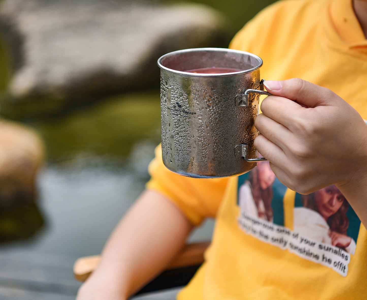Boundless Voyage 450ml Titanium Colorful Camping Mug – Ultralight Foldable-Handle Cup for Water, Coffee & Tea Outdoors