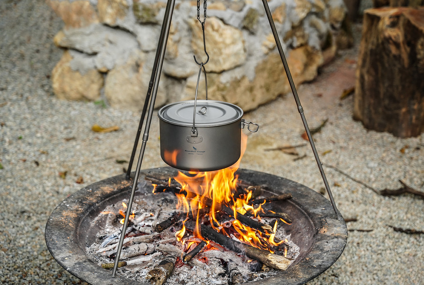 Boundless Voyage 2900ml TA1 Titanium Hanging Pot – Ultralight Large-Capacity Cooking Pot for Camping, Backpacking & Outdoor Bushcraft