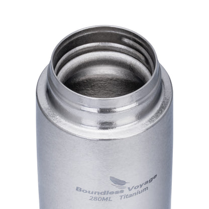 Boundless Voyage 280ml Titanium Vacuum Flask Small Insulated Bottle Portable Car Travel Coffee Tea Cup Keeps Hot or Cold Mini Sports Water Bottle for Chlid Girls Ti3014D