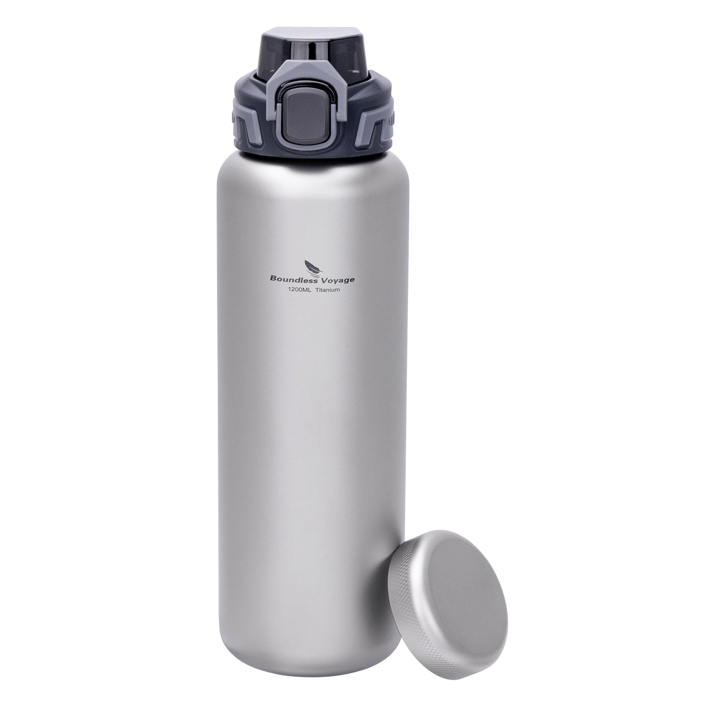 Boundless Voyage 1200ml Titanium Water Bottle with Dual Lids – Wide Mouth Leakproof Outdoor Bottle for Camping, Hiking, Gym & Travel