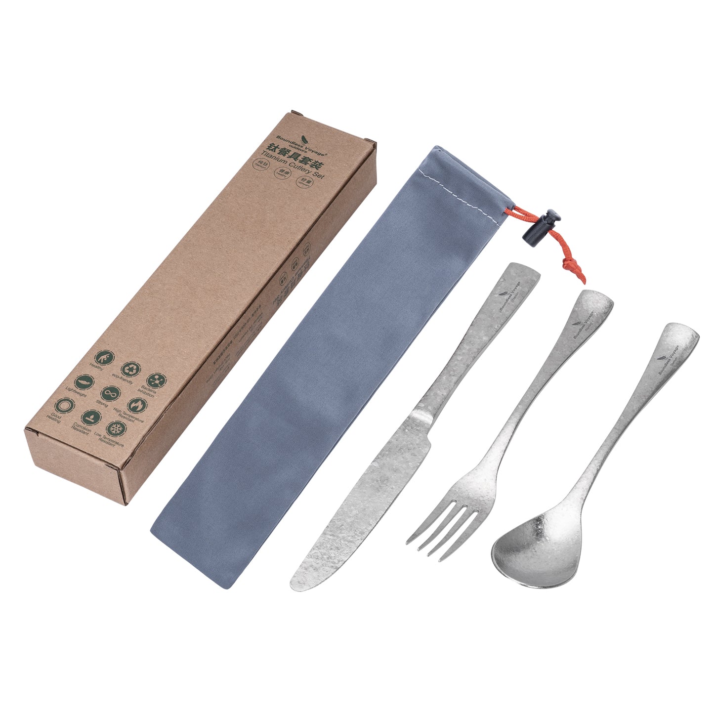 Boundless Voyage Titanium Cutlery Set – Ultralight Camping Knife, Fork & Spoon Tableware for Travel & Everyday Use