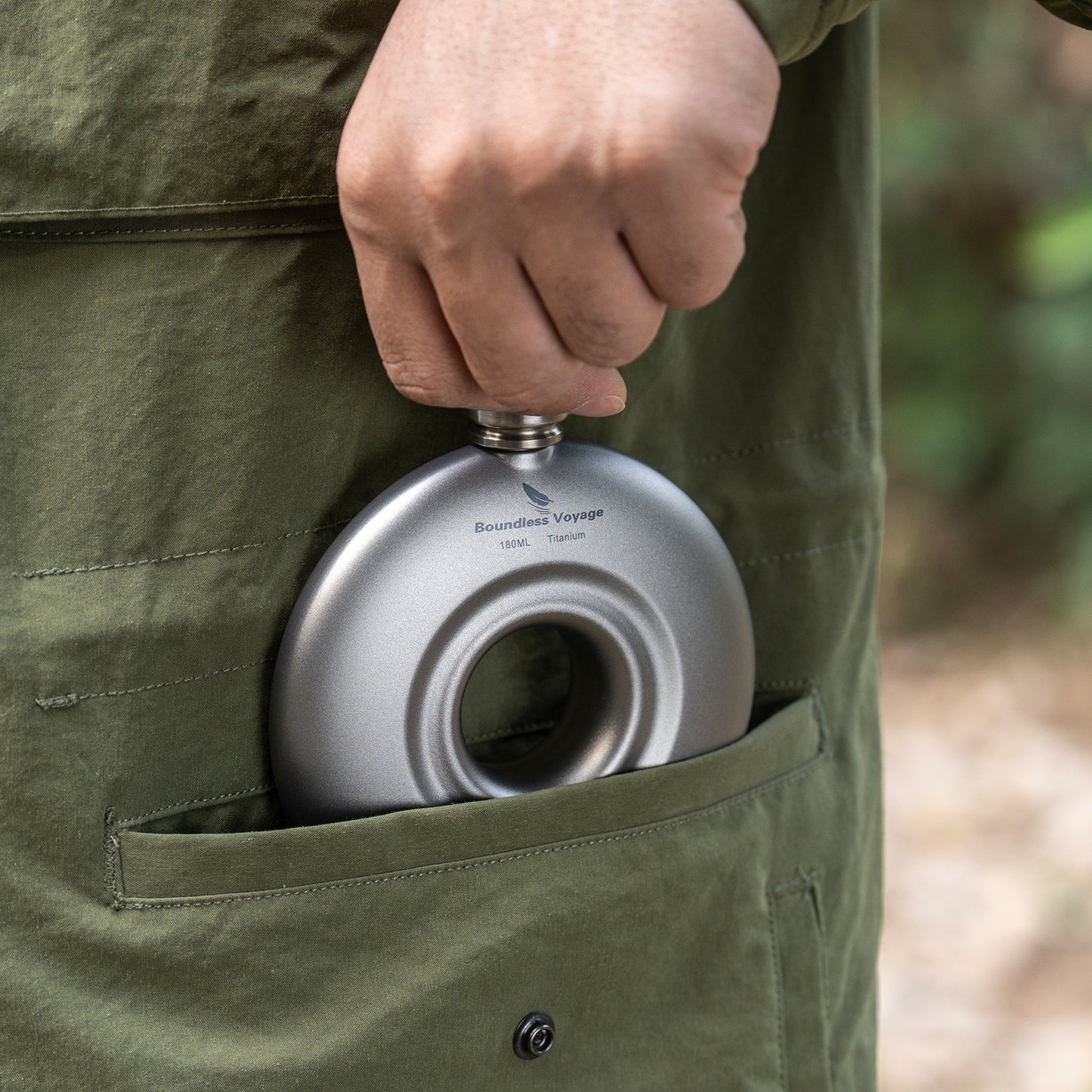 Boundless Voyage Titanium Titanium Flask 180ML+funnel for Camping Home Whiskey Flask