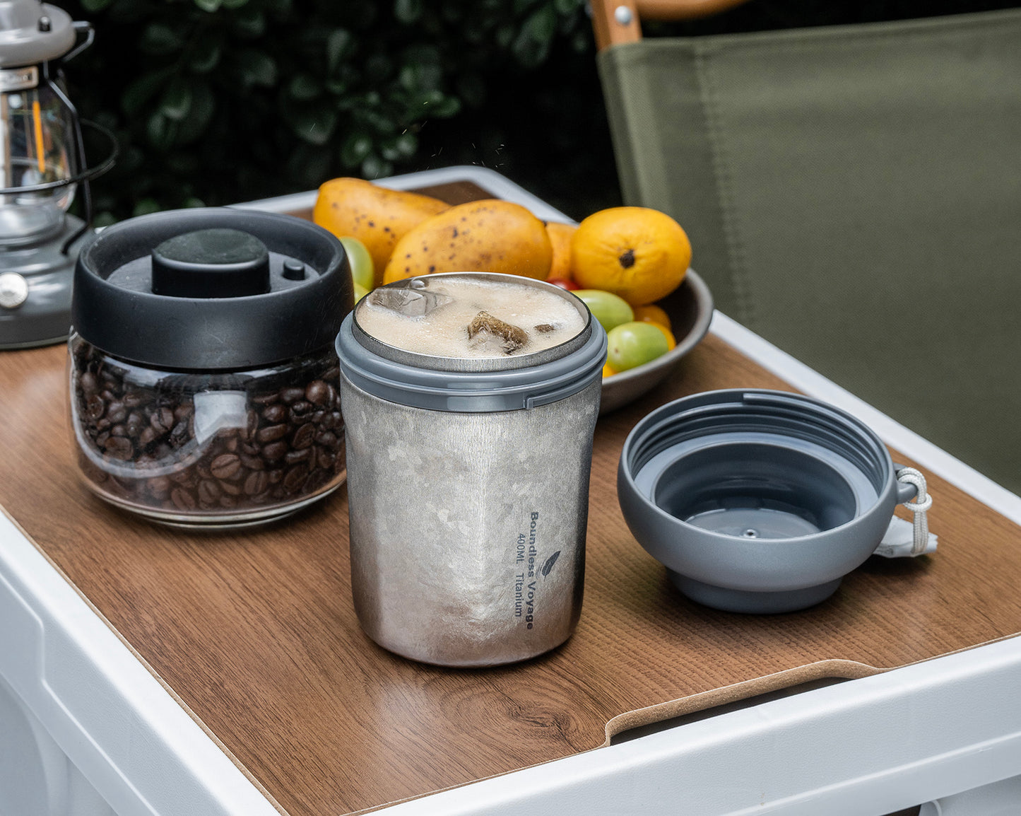 Boundless Voyage 400ml Titanium Vacuum Insulated Travel Mug | Ultralight Leak-Proof Thermos with Lid | Healthy Reusable Coffee Cup for Travel, Office & Camping