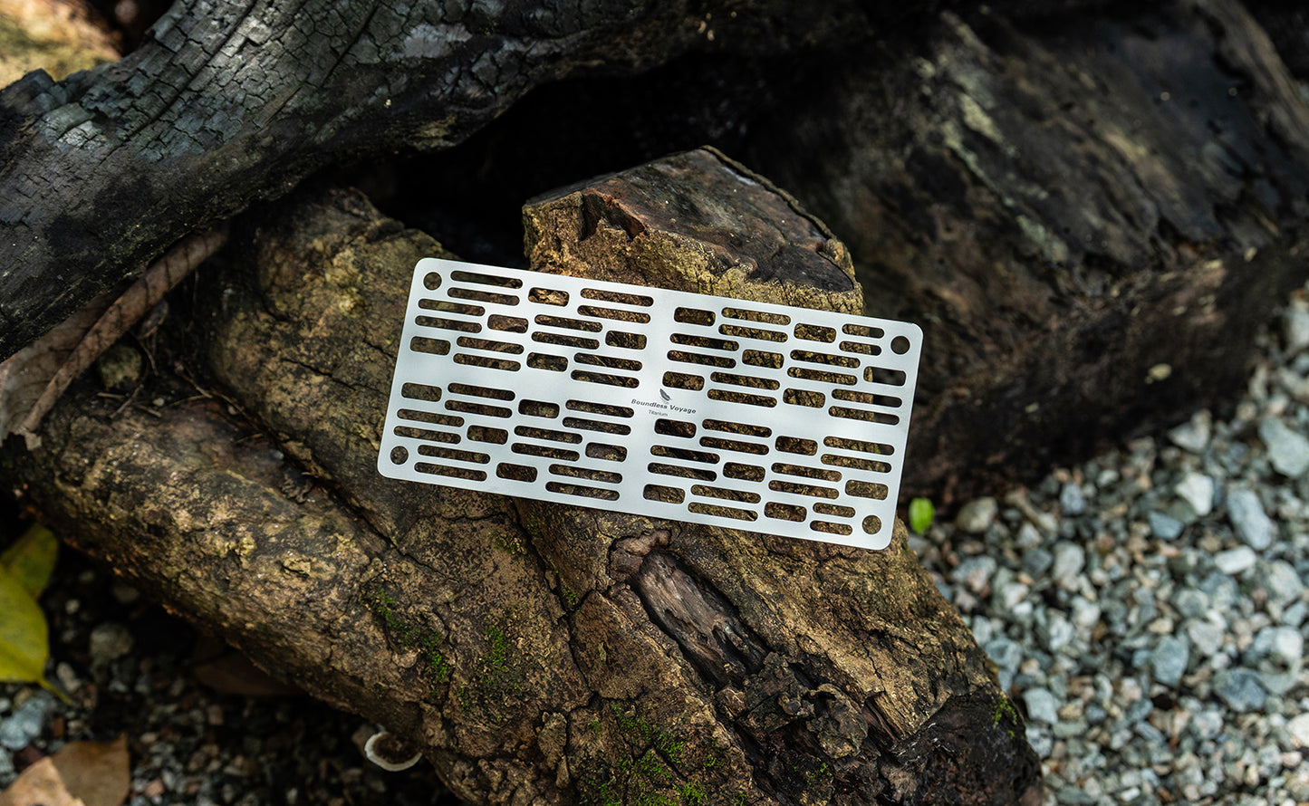Boundless Voyage Titanium Mini Camping Grill – Ultralight BBQ Grate with Carry Bag for Backpacking, Charcoal Grilling & Outdoor Cooking