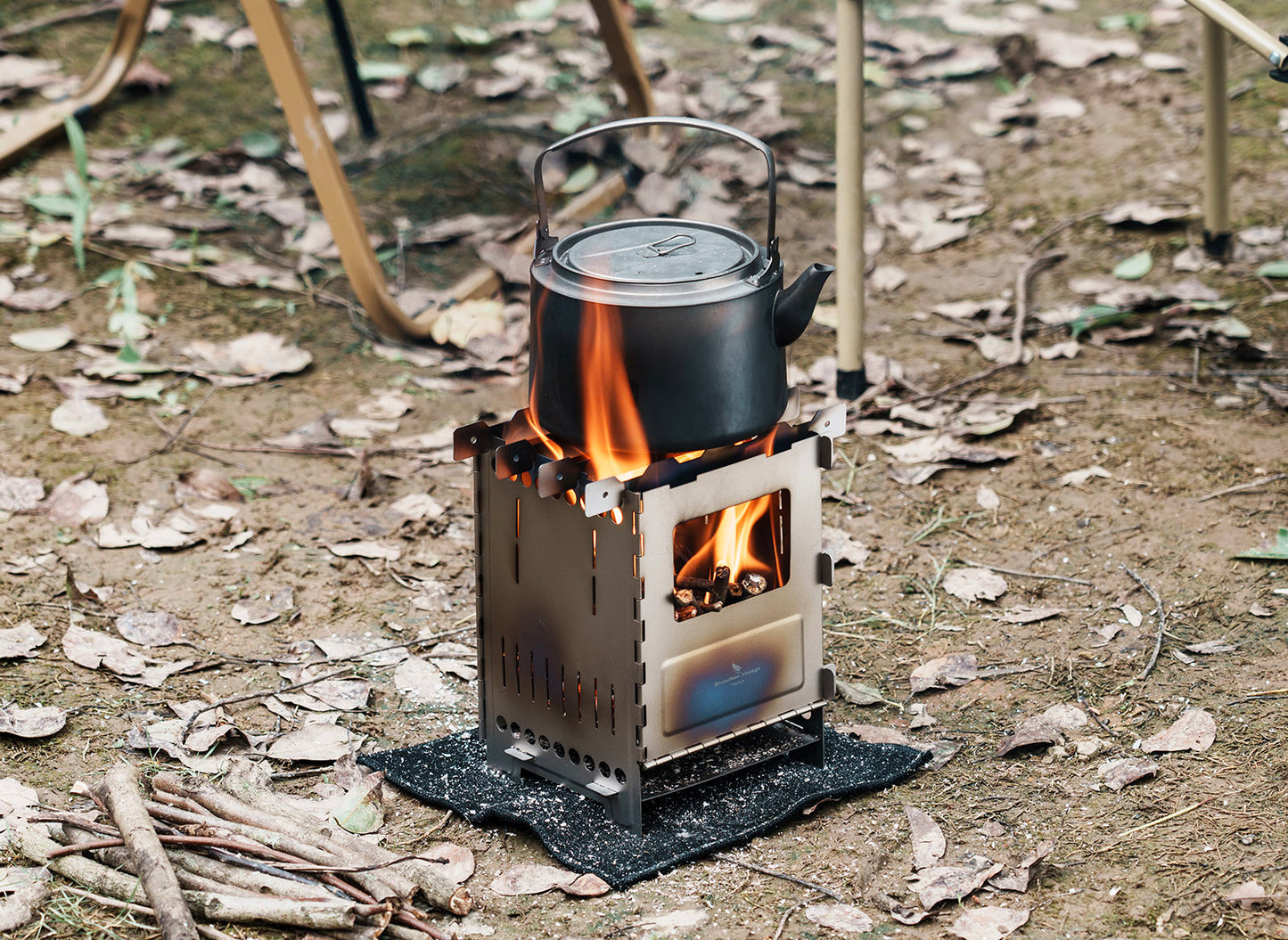 Boundless Voyage Titanium Wood Stove Ultralight Camping Charcoal Burner for Backpacking Hiking & Outdoor Cooking