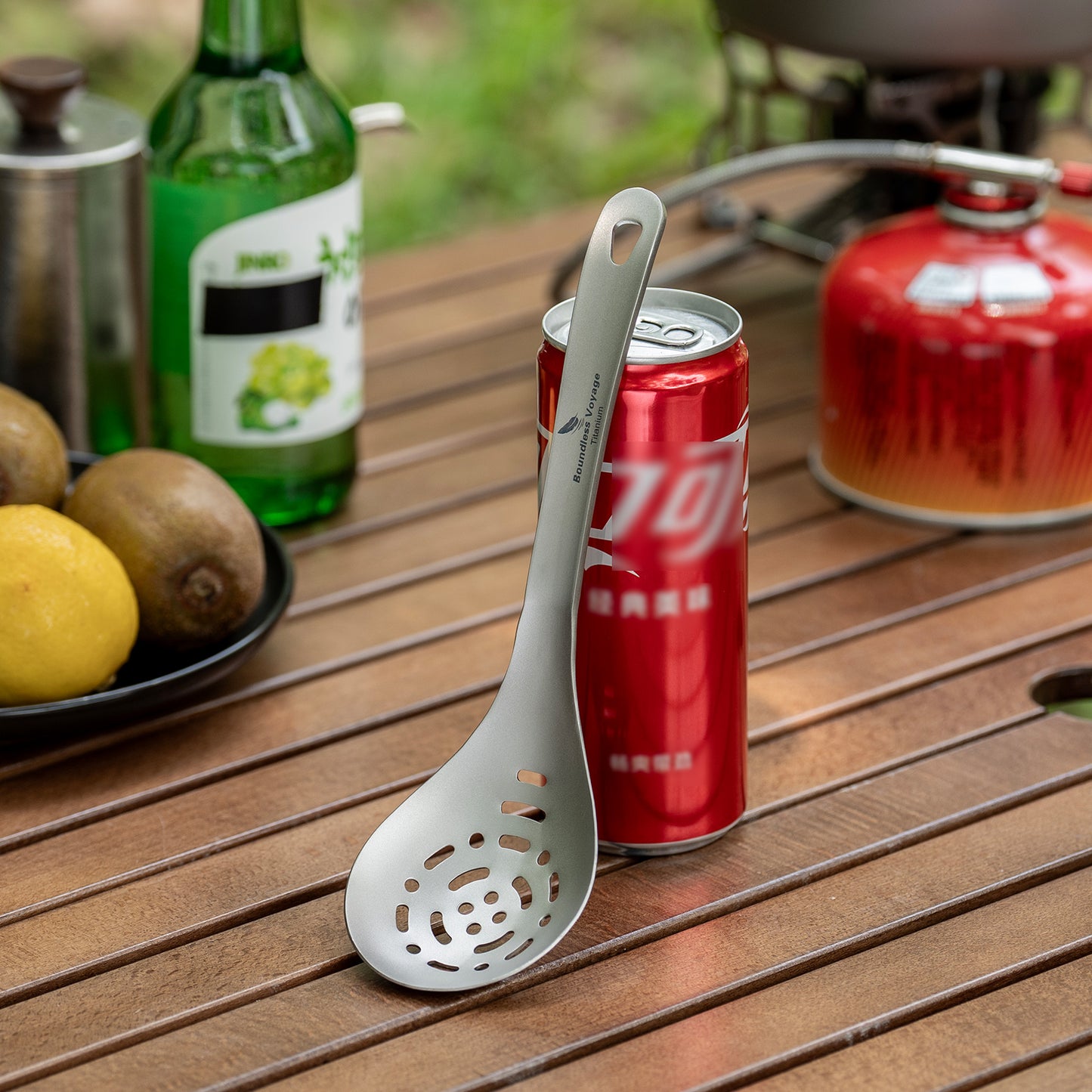 Boundless Voyage Pure titanium soup colander skimmer colander ultralight long handle portable tableware cooking fried food filter kitchen tools