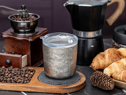 Boundless Voyage Titanium Double-Walled Coffee Cup with Lid Wine Tea Water Mug 240ml