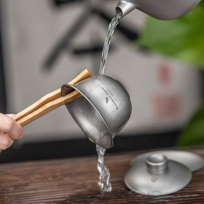 Boundless Voyage Titanium Double-Walled Teapot Chinese Traditional Three-talent Covered Bowl Triad Lid Bowl Kung Fu Gaiwan Anti-Scalding Tea Bowl Tea Set