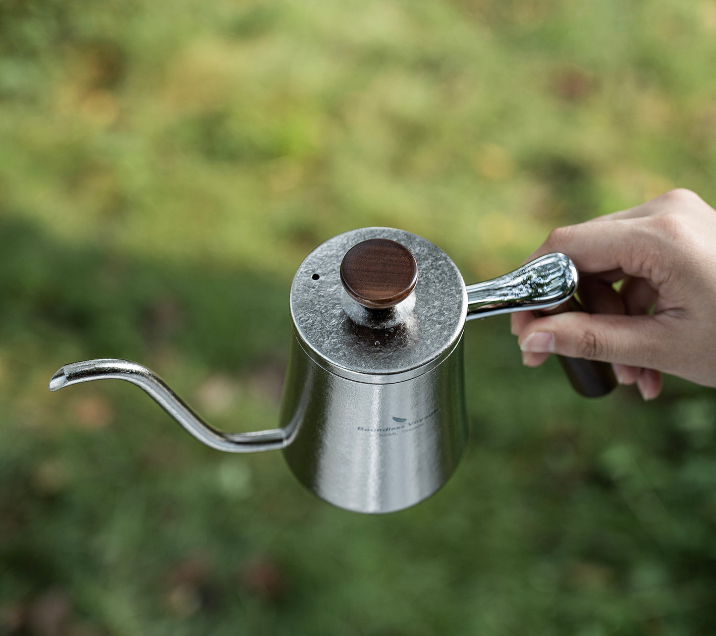 Boundless Voyage 300ml Titanium Pour-Over Coffee Kettle – Ultralight with Beech Wood Handle for Home, Office & Camping