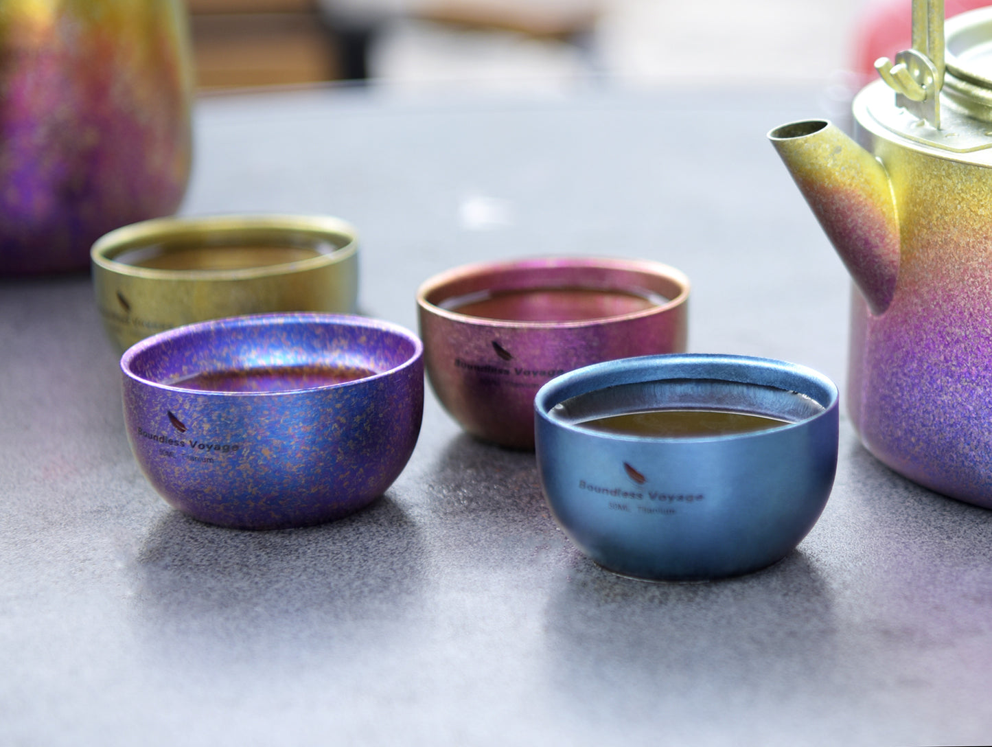 Boundless Voyage Titanium Double Layer Golden Cup Anti-scalding Colorful Teacup Wide Mouth Wine Tea Mug Drinkware