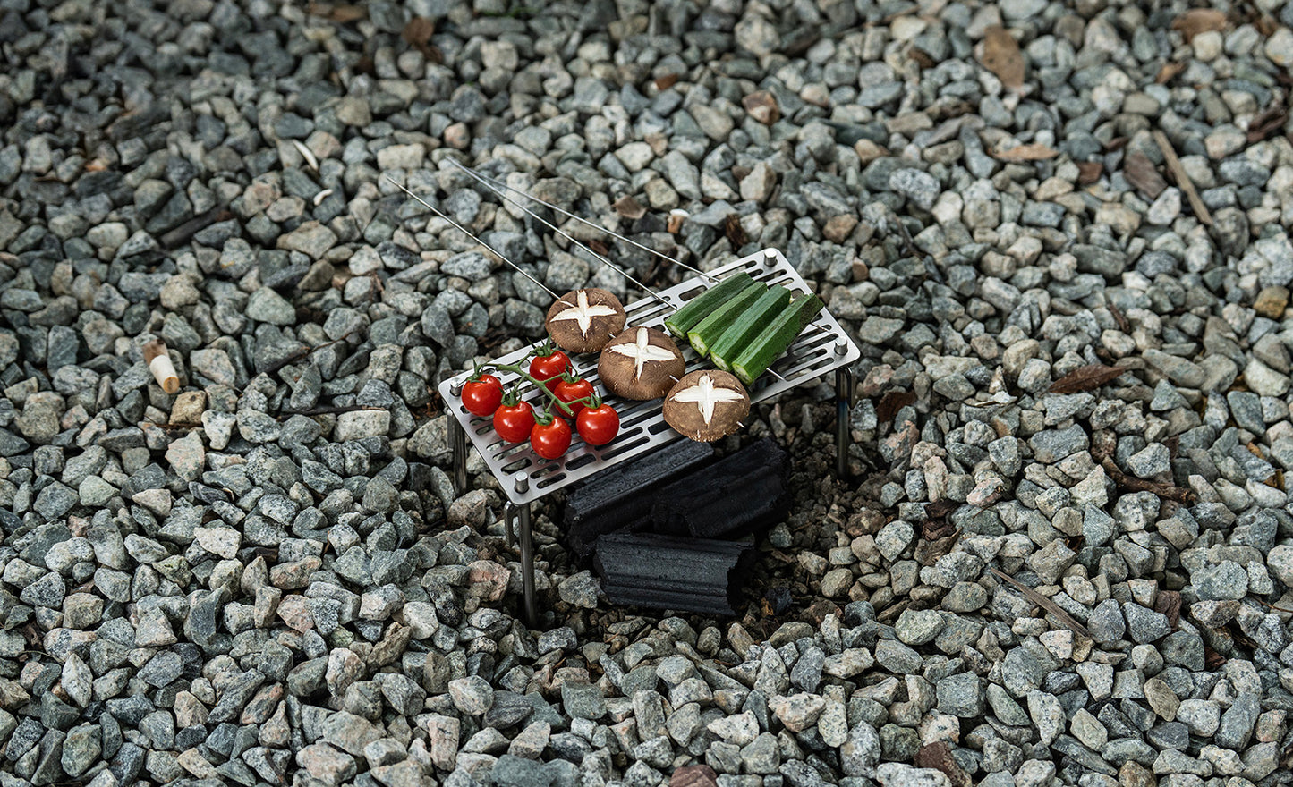 Boundless Voyage Titanium Mini Camping Grill – Ultralight BBQ Grate with Carry Bag for Backpacking, Charcoal Grilling & Outdoor Cooking