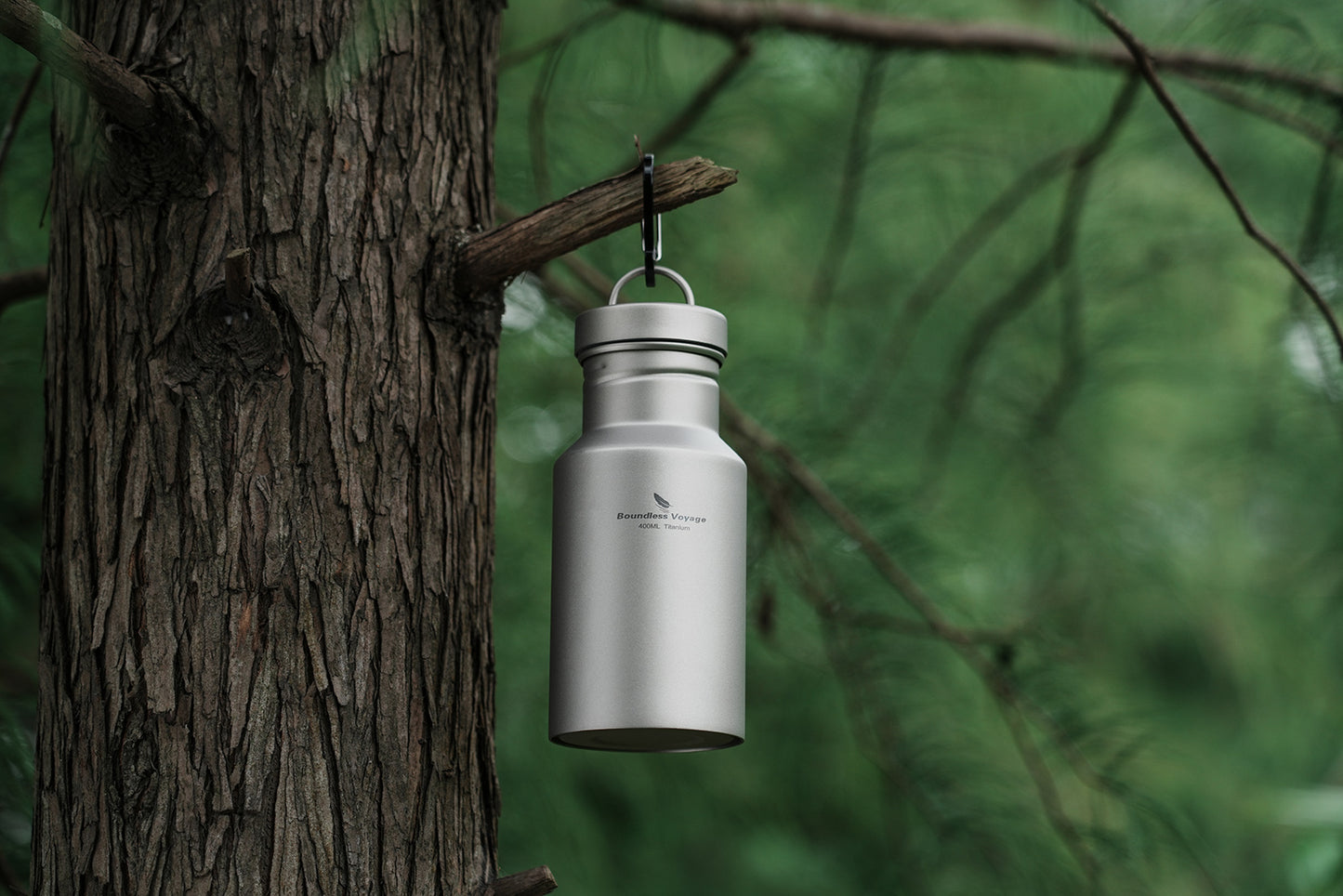 Boundless Voyage 400ml Pure Titanium Water Bottle with Lid – Wide Mouth, Leak-Proof & Ultralight Reusable Bottle for Camping, Picnic, Travel & Daily Drinks