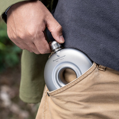 Boundless Voyage Titanium Titanium Flask 180ML+funnel for Camping Home Whiskey Flask