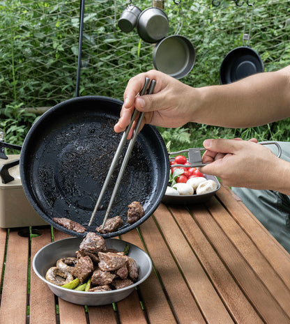 Boundless Voyage Titanium Non-stick Frying Pan Outdoor Camping Skillet with Folding Handle Lightweight Cookware