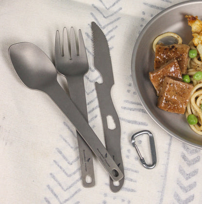 Boundless Voyage Titanium Cutlery Set | Ultralight Fork, Knife & Spoon | Portable & Healthy Dining for Camping & Travel