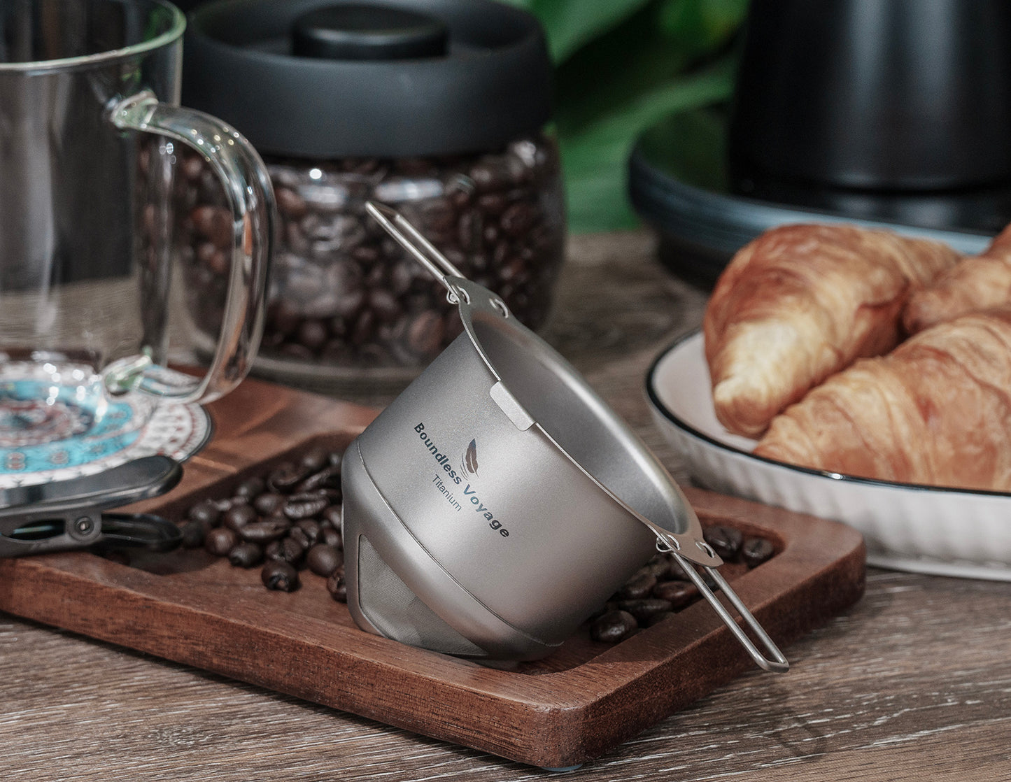 Boundless Voyage Titanium Pour Over Coffee Drip Filter – Ultralight Folding Reusable Filter for Mugs (6.5–12.5 cm)