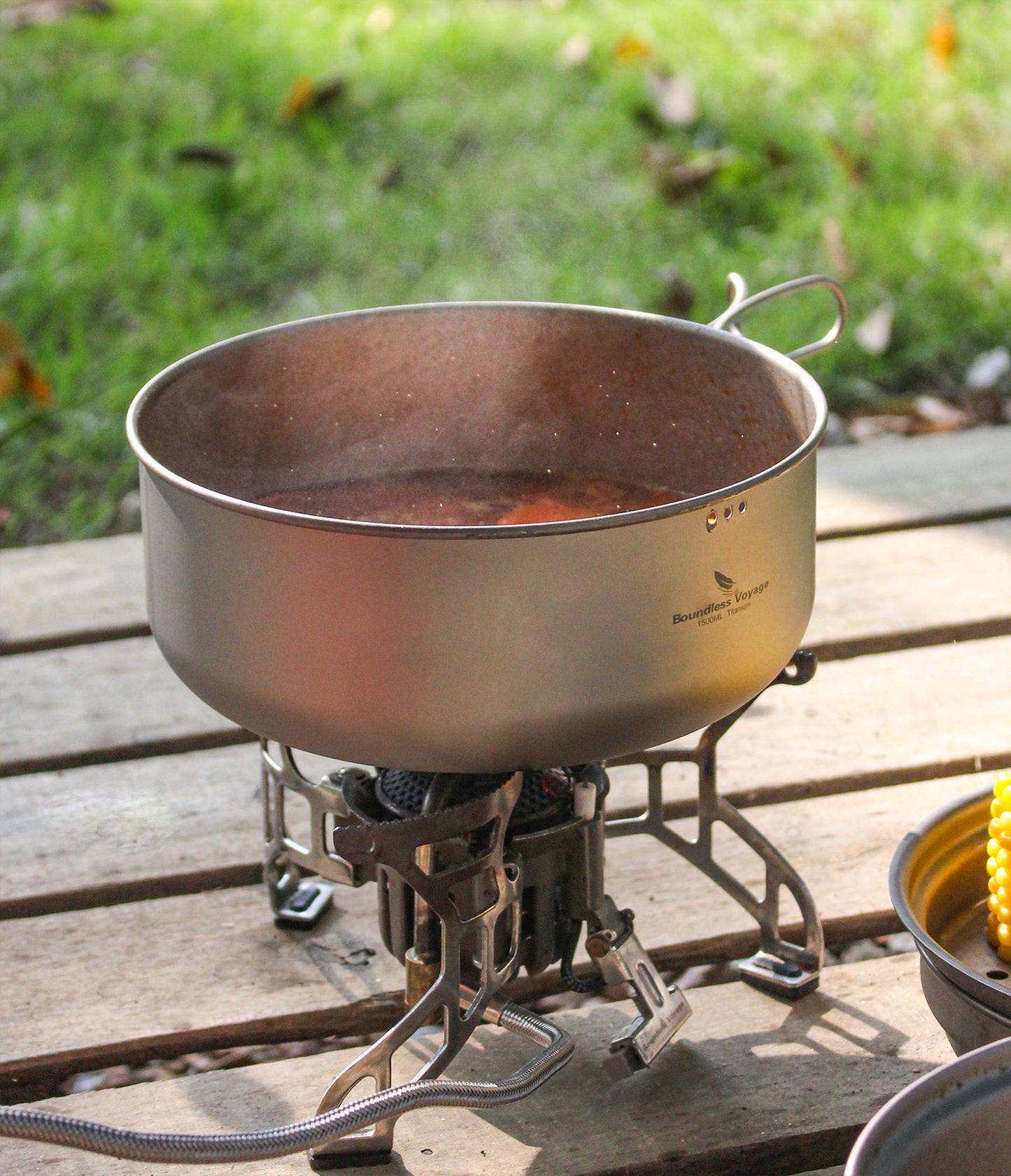 Boundless Voyage Titanium 1.8L Pot & 1000ml Frying Pan Set – Ultralight Steamer & Cookware for Camping, Hiking & Outdoor Cooking