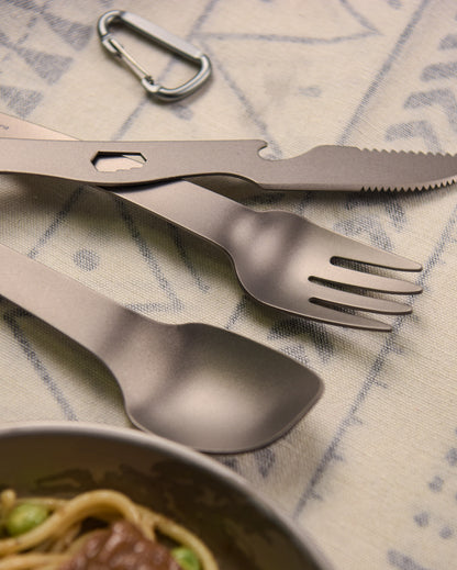 Boundless Voyage Titanium Cutlery Set | Ultralight Fork, Knife & Spoon | Portable & Healthy Dining for Camping & Travel