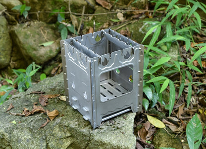 Boundless Voyage Outdoor Camping Titanium Removable Wood Stove With Pot Holder Portable Ultralight Thickened Charcoal Burner