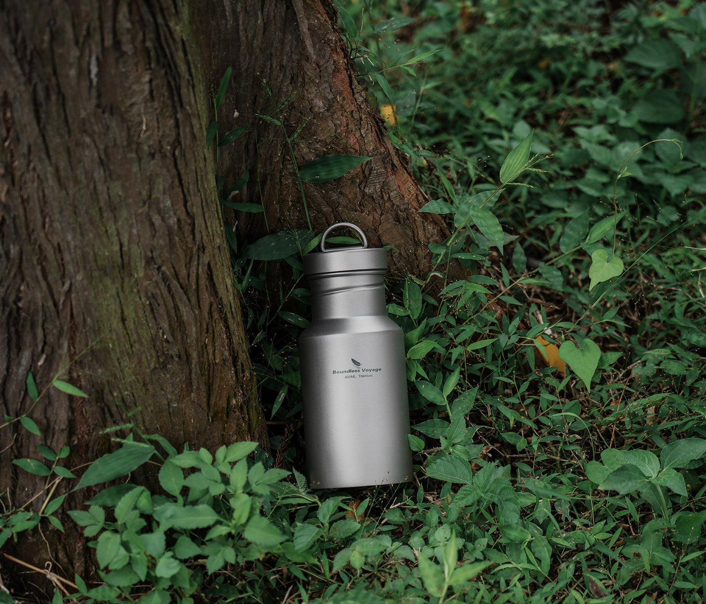 Boundless Voyage 400ml Pure Titanium Water Bottle with Lid – Wide Mouth, Leak-Proof & Ultralight Reusable Bottle for Camping, Picnic, Travel & Daily Drinks