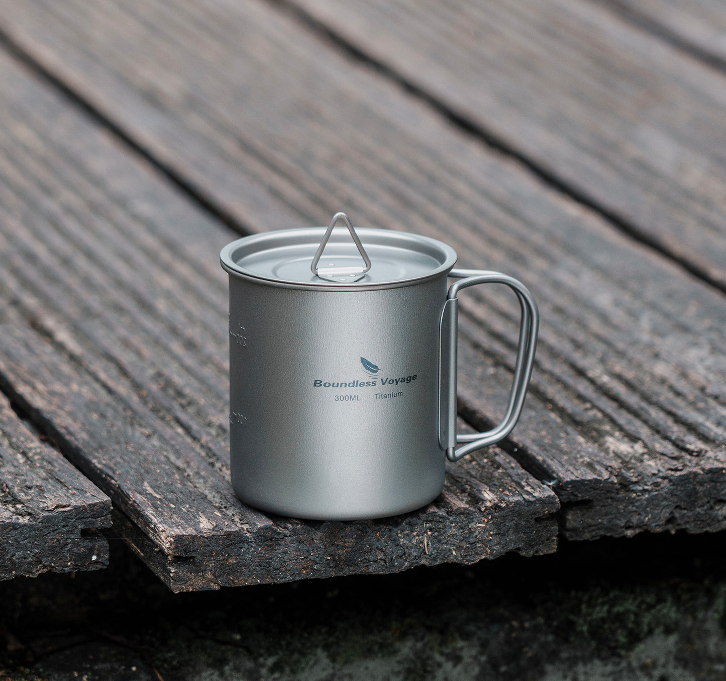 Unlimited Voyage 300ml Titanium Alloy Cup with Lid and Folding Handle for Outdoor Camping Ultra-Light Water Tea and Coffee Cup