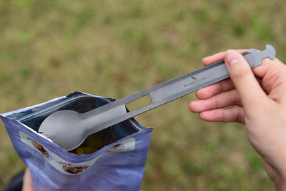 Boundless Voyage Titanium Alloy Tong, Spork，Shovel and Spatula All-In-One Utensil for Portable Lightweight Multi Utensil for Camping Kitchen Cookware Backpacking, Travel, Outdoor Cooking Eating