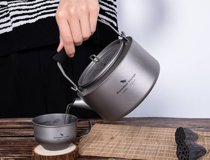 Titanium 1L Kettle with Folding Handle Filter Ultralight Big Capacity Pot For Outdoor Camping