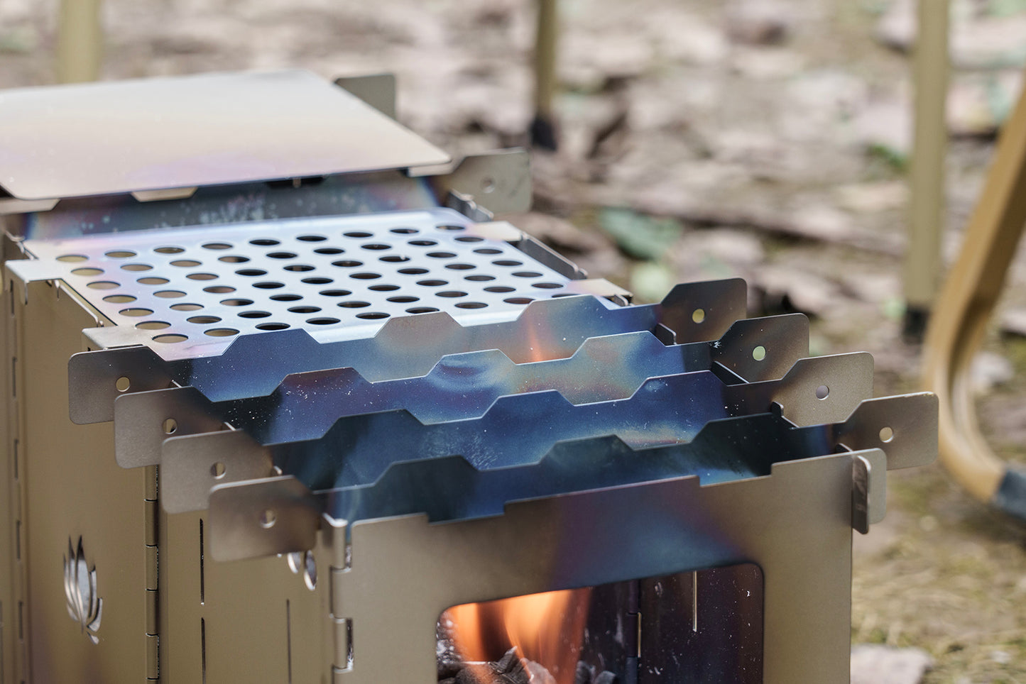 Boundless Voyage Titanium Wood Stove Ultralight Camping Charcoal Burner for Backpacking Hiking & Outdoor Cooking