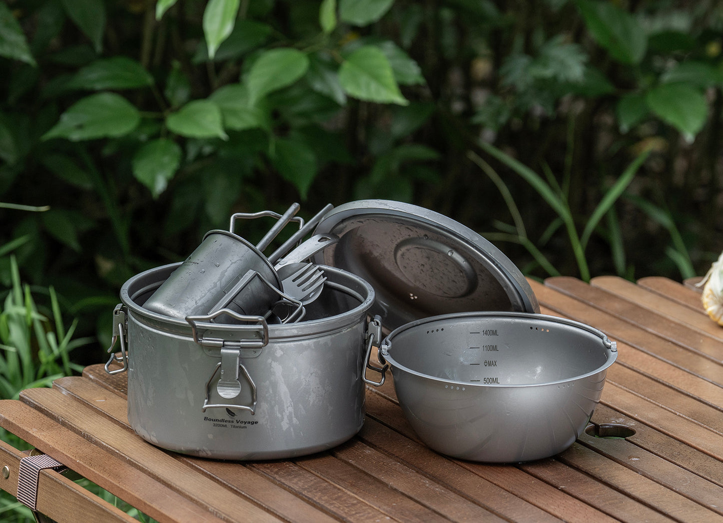 Boundless Voyage Titanium Camping Pot 3.2L  Ultralight Multifunctional Rice Cooker with Perforated Inner Liner for Hiking  Travel