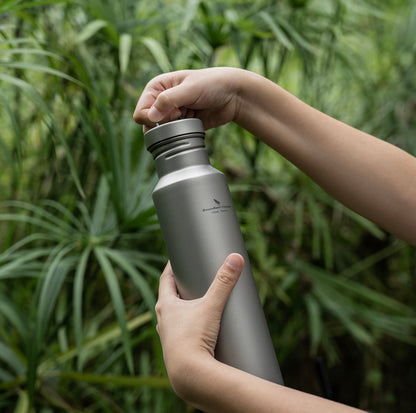 Titanium Water Bottle with Lid Wide Mouth Leak-Proof Reusable Sport Drinking Bottle for Camping Hiking Picnic Climbing Running Tea Coffee