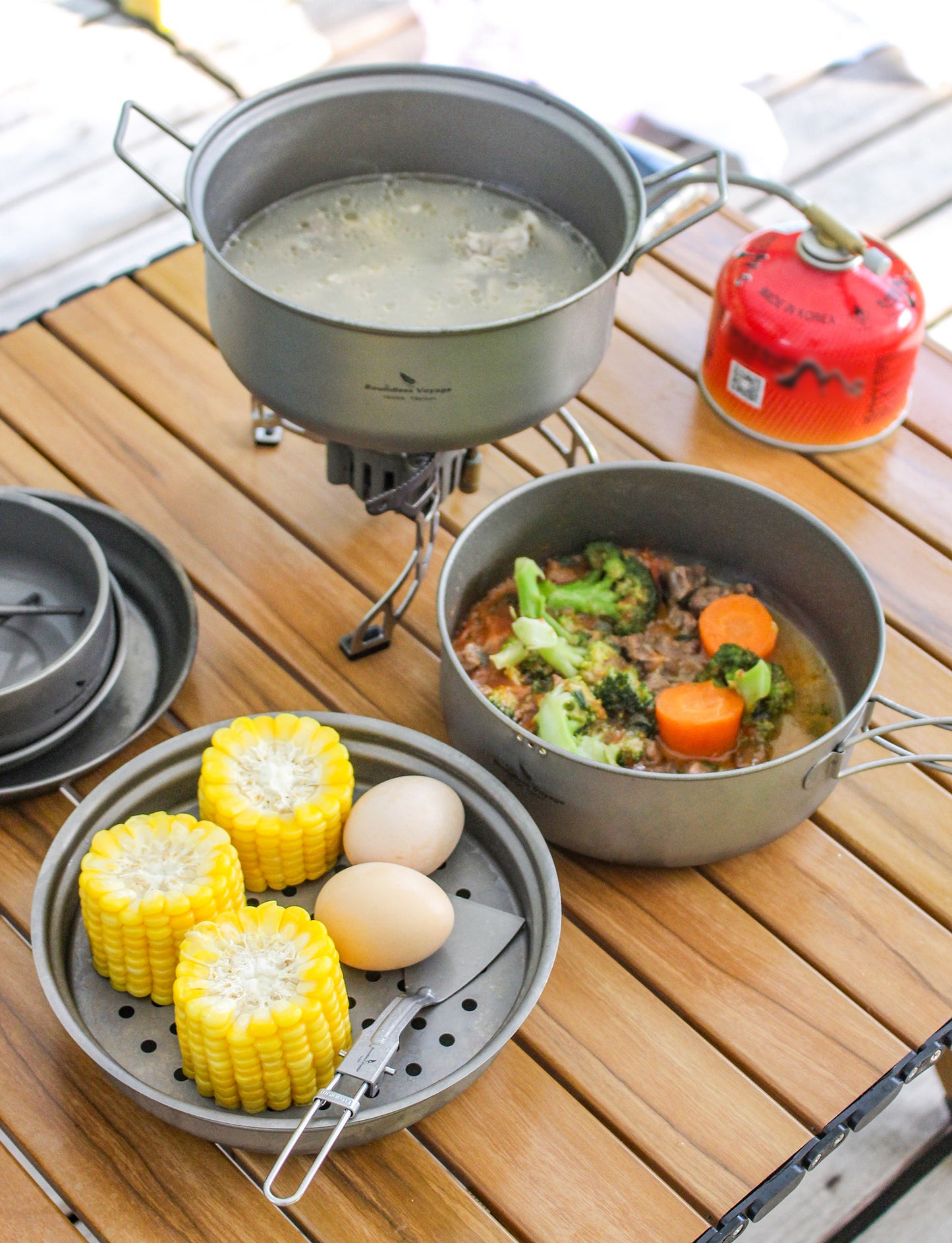 Boundless Voyage Titanium 1.8L Pot & 1000ml Frying Pan Set – Ultralight Steamer & Cookware for Camping, Hiking & Outdoor Cooking
